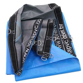 Lona poly 500 micra polyetileno azul cinza 2,5x2,5 + argolas