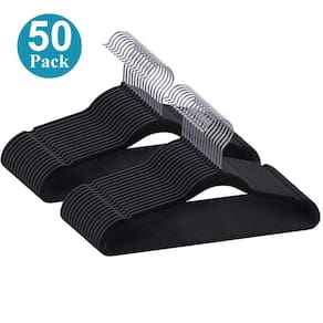 Kit 50 Cabides de Veludo Ultra Fino Antideslizante Preto