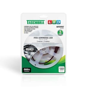 Fita de Led Taschibra com 5 metros 6W Bivolt 6500K Luz Branca