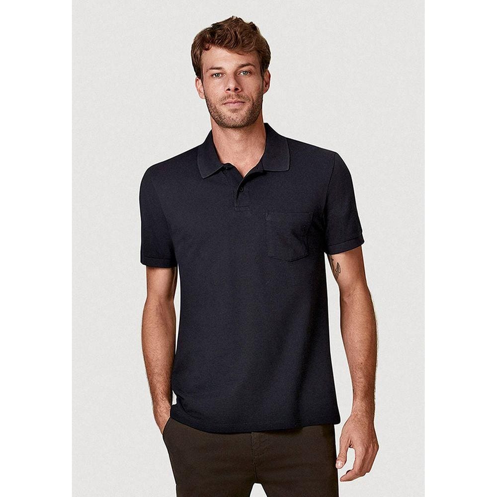 Camisa Polo Masculina Básica Regular Com Bolso Frontal
