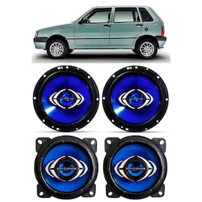 Kit Alto Falante Fiat Uno 1980 à 2013 Porta Dianteira e Traseira Hurricane 240W RMS