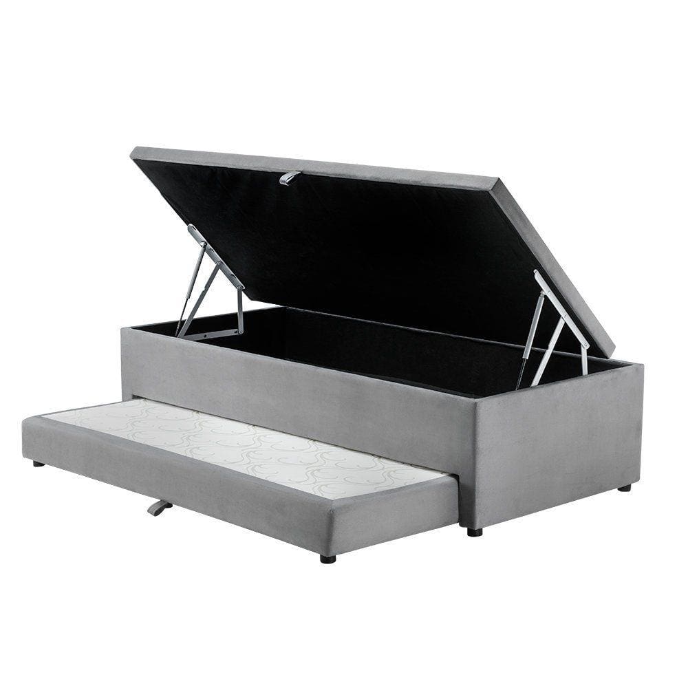 Cama Box Baú Solteiro com Cama Auxiliar 3 em 1 S. Design - 88x188
