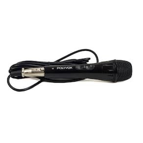 Microfone Dinâmico Preto com Fio Polyvox