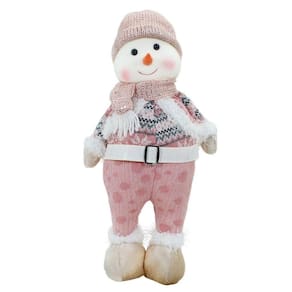 Boneco Natal Boneca de Neve Rosa Natalina 44,5cm