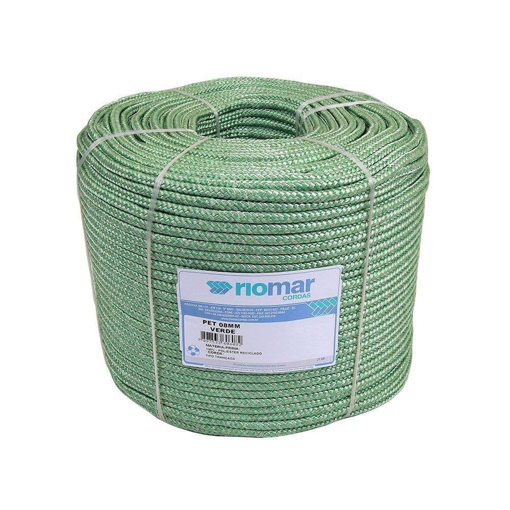 Corda Riomar Pet Trançada Verde Tipo Seda 8mm x 360m 15Kg