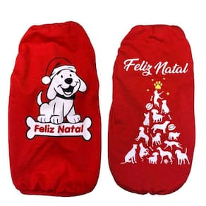 Kit 2 Roupas Para Cães E Gatos De Natal - M