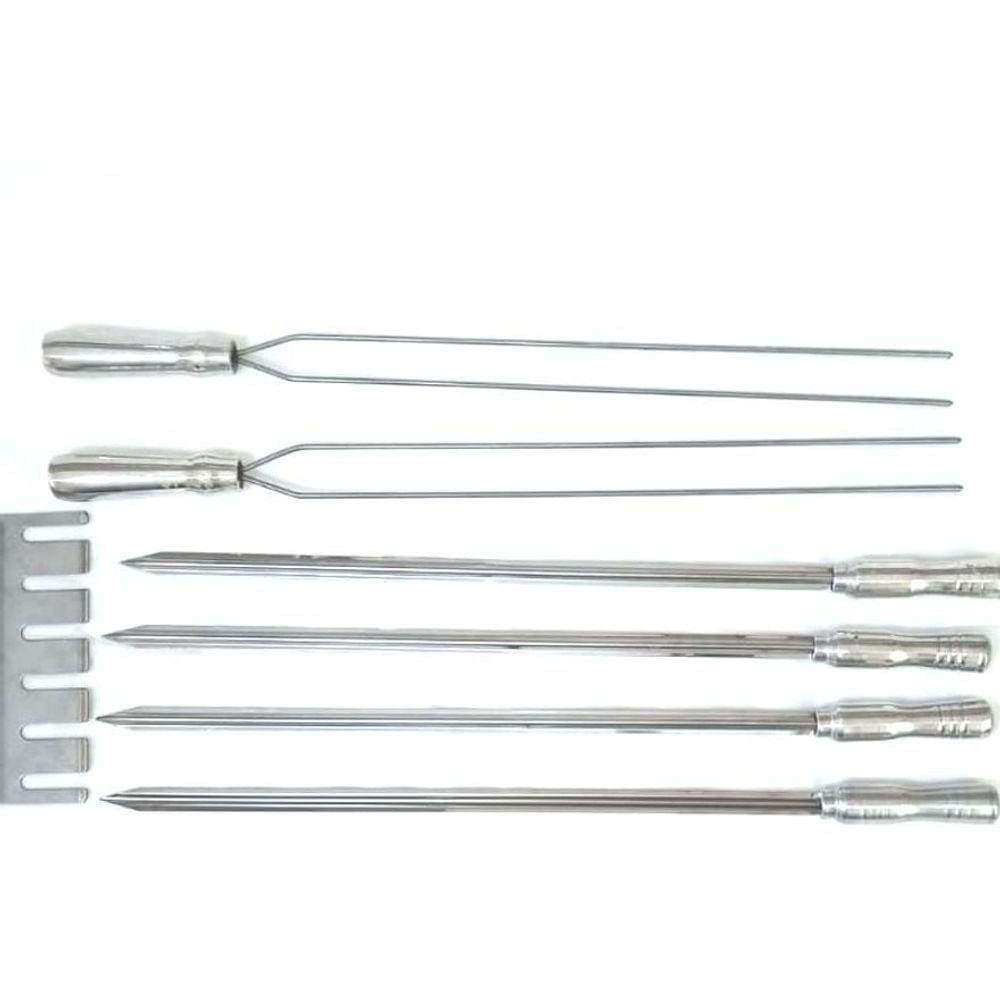 Conjunto de Espeto para churrasco em inox com porta espeto