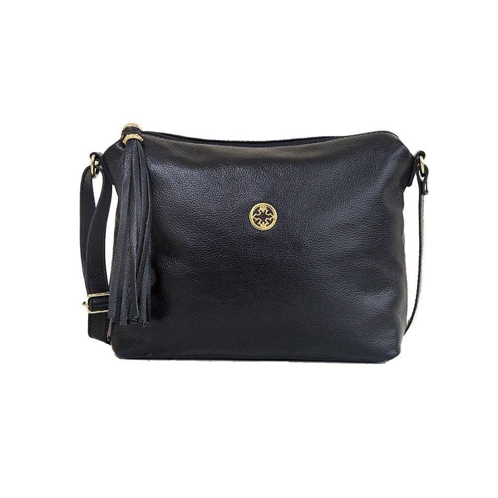 Bolsa Classe Couro Feminina Transversal 1751-2 Cb01 Preto