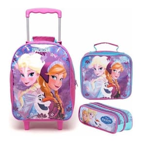 Kit Mochila Da Frozen Escolar Infantil G Lancheira E Estojo