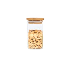 Pote De Mantimentos Quadrado Flat 250Ml Tampa Bambu - Oikos
