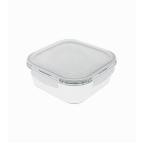 Pote 1,2L De Vidro Com Tampa Transparente Quadrado Raso - Oikos