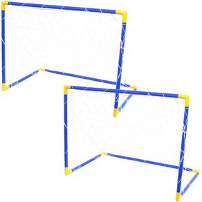 2 Golzinho de Futebol Mini Trave Gol Infantil com Rede Plástico Desmontável 105x78 Importway BW145