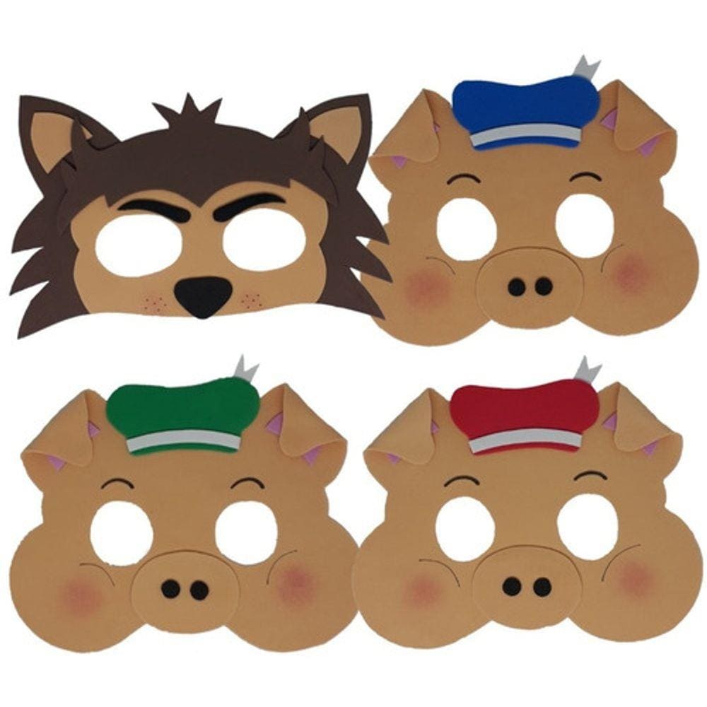 Máscaras Três Porquinhos E O Lobo Mau