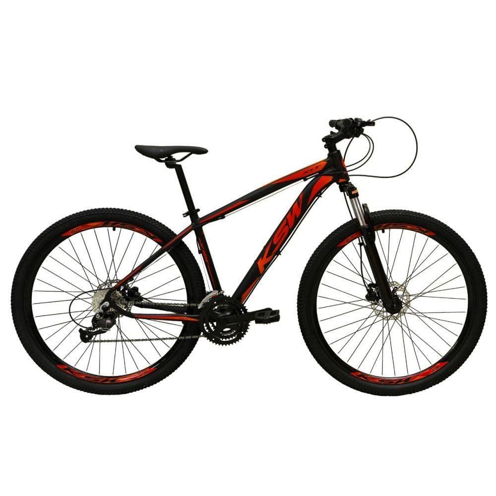 Bicicleta Aro 29 27v Freio Hidráulico Preto Vermelho Tam. 21