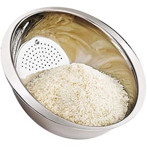 Escorredor de Arroz Lavador Aço Inox 26cm Brilhoso