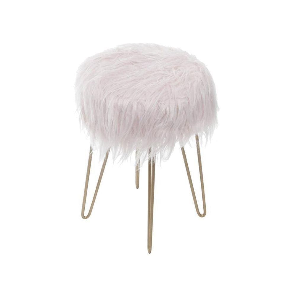 Puff Boxbit Petit Pelo Longo Rosa Base Metal