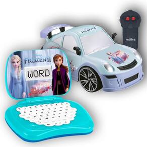 Kit Laptop Da Frozen + Veiculo Snow Machine Azul