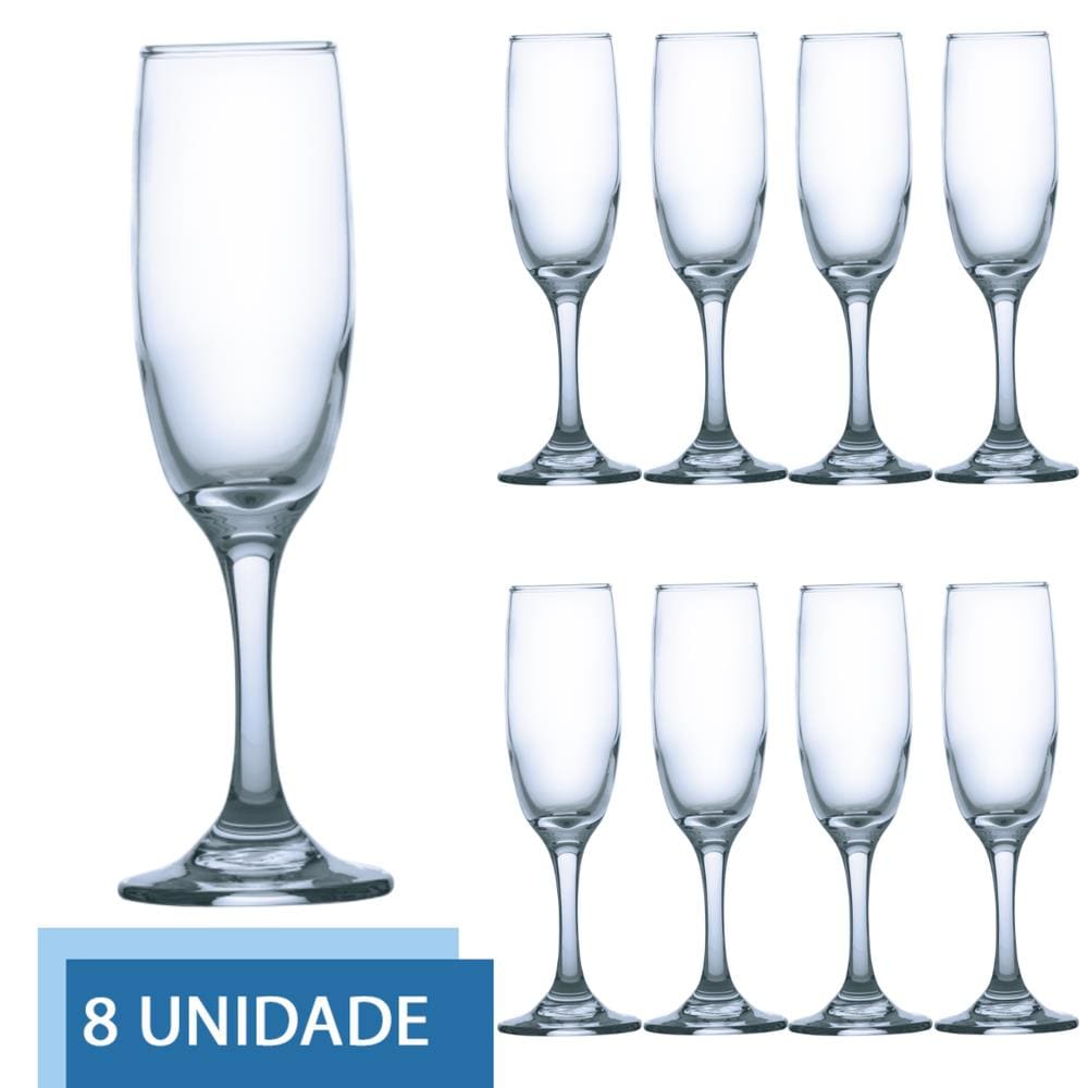Conjunto 8 Taças de Vidro 177ml RIOJA CHAMPAGNE Cristal Luxo