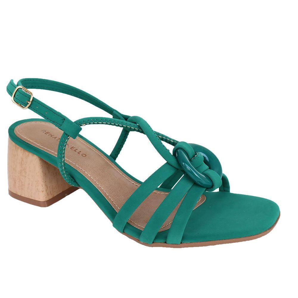 Sandalia feminina verde | Ponto