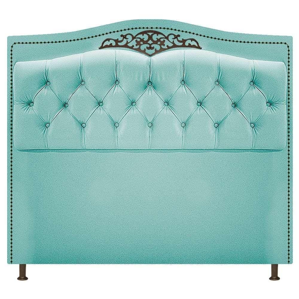 Cabeceira Estofada Yasmim 195cm Azul Tiffany
