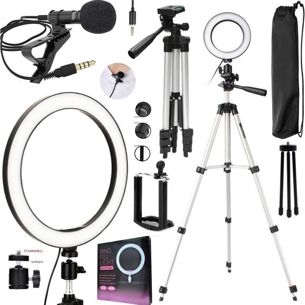 Kit Gravação Vídeo Profissional Ring Light Anel Iluminador