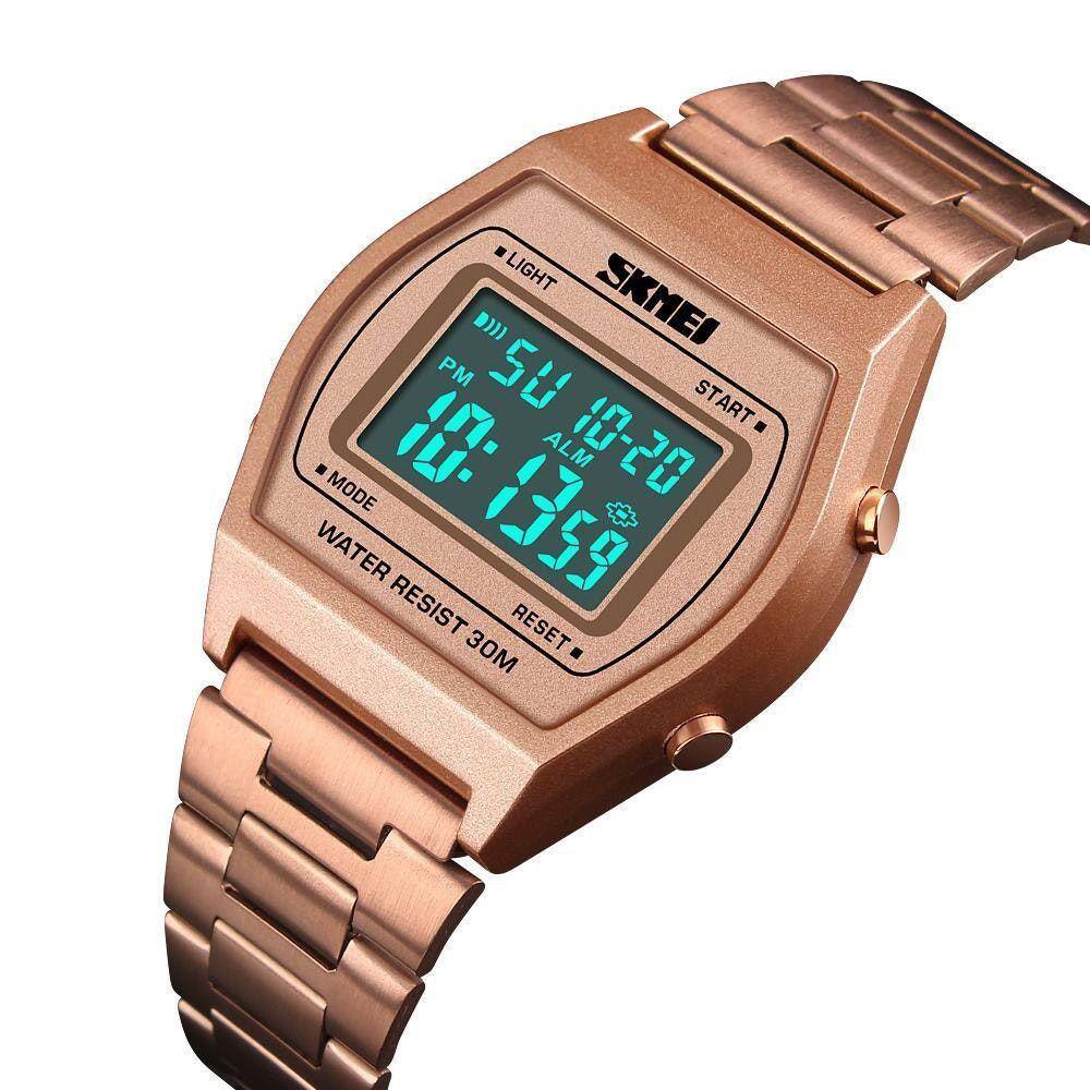 Relógio esportivo digital feminino skmei Cor de contraste Modo de hora  dupla Data Semana Despertador Luz de fundo 5ATM Relógios femininos à prova  d'água para o dia a dia Alunos Ado em