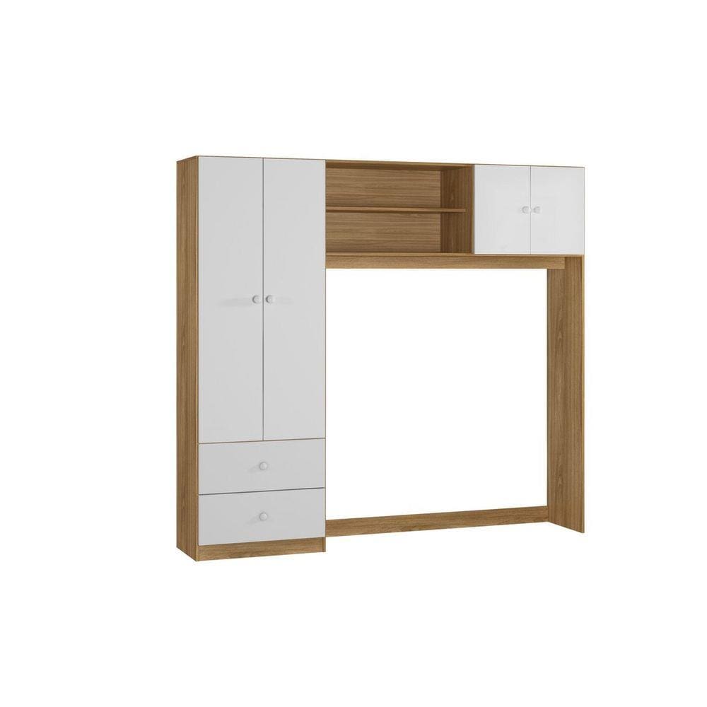 Conjugado Ternura 04 portas Nature/Branco Peternella Móveis