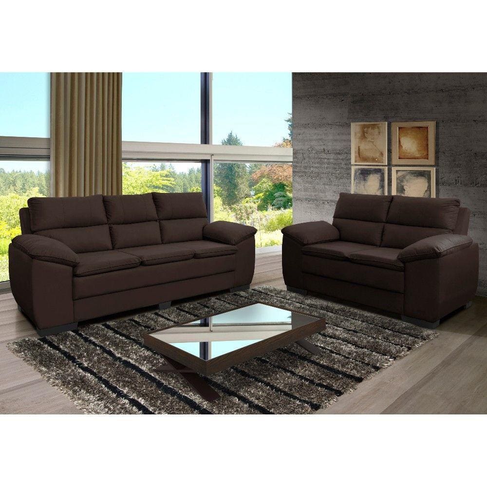 Conjunto Sofá 2 e 3 Lugares Suede Liso Equador Estofados Requinte