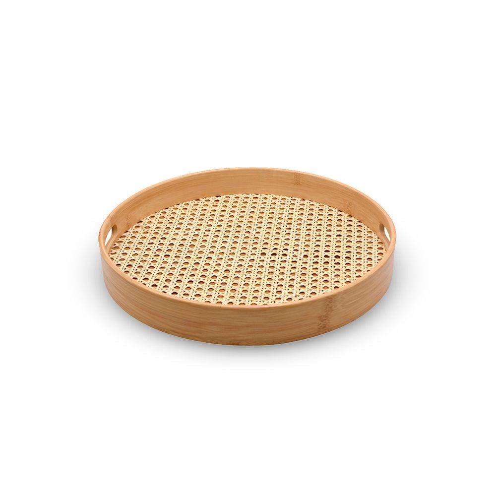 Bandeja Em Bambu Redonda Vazada 35Cm- Oikos