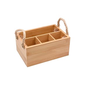 Porta Talheres De Bambu Com Alça Natural - Oikos