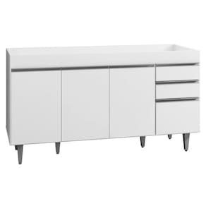 Balcão Gabinete Tampo 150cm 4 Portas 2 Gavetas Branco