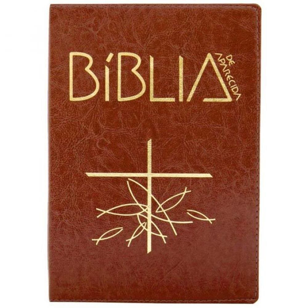 Bíblia de Aparecida - Média zíper marrom