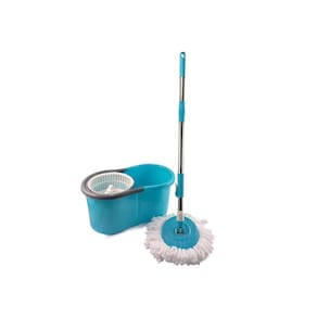 Mop 360 Com Esfregão Mágico Giratório Cabo Em Aço Inox Retrátil Balde Spin Centrifuga 6 Litros