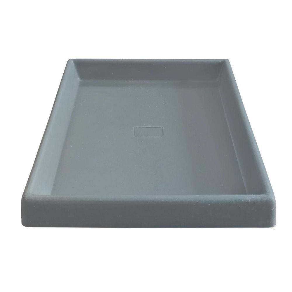 Prato Grande Quadrado Vaso Polietileno 40Cm Cinza Escuro