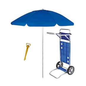 Kit Praia Guarda Sol Bagum 2 Metros Carrinho Simples Alumínio Saca Areia Rosca - Mor