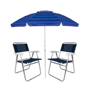 Kit Praia Guarda Sol Articulado 2m Cadeira Master Alumínio Até 120kg - Mor