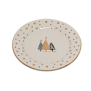 Prato Raso Cerâmica Natal Escandinavo Off White 27cm - Unid.