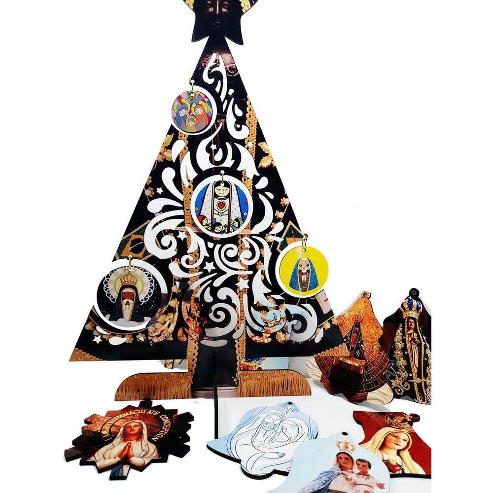 Kit 10 Bolinhas de Natal Nossas Senhoras + Arvore Nossa Senhora Aparecida
