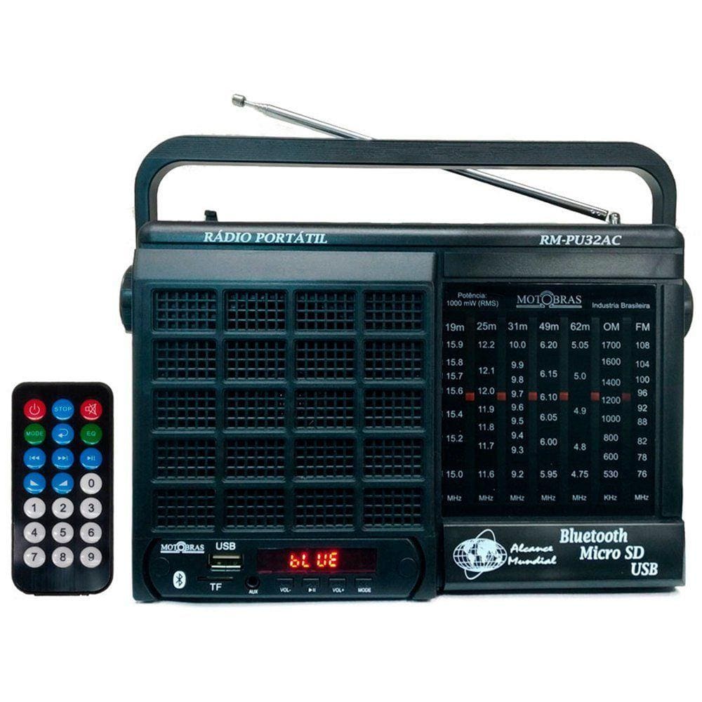 Rádio Portátil Motobras AM/FM/OC 1000mW RMS Bluetooth RM-PU32/AC