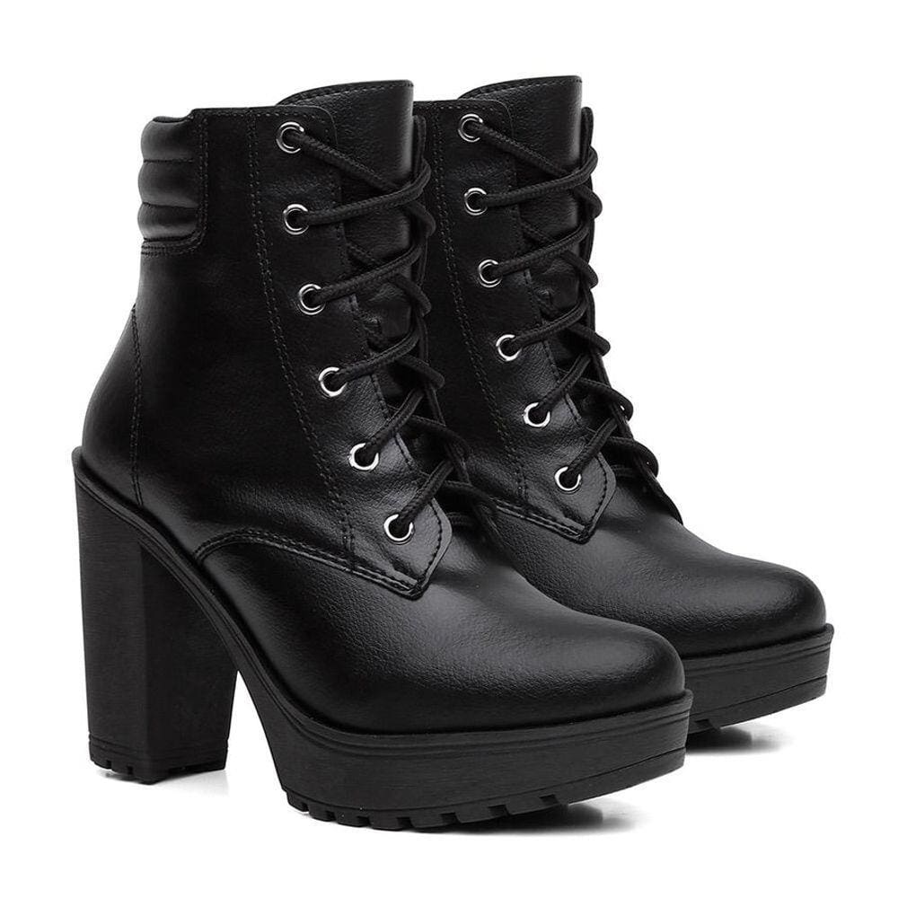 Bota Coturno Feminino Salto Alto Macia Confortavel Tratorada