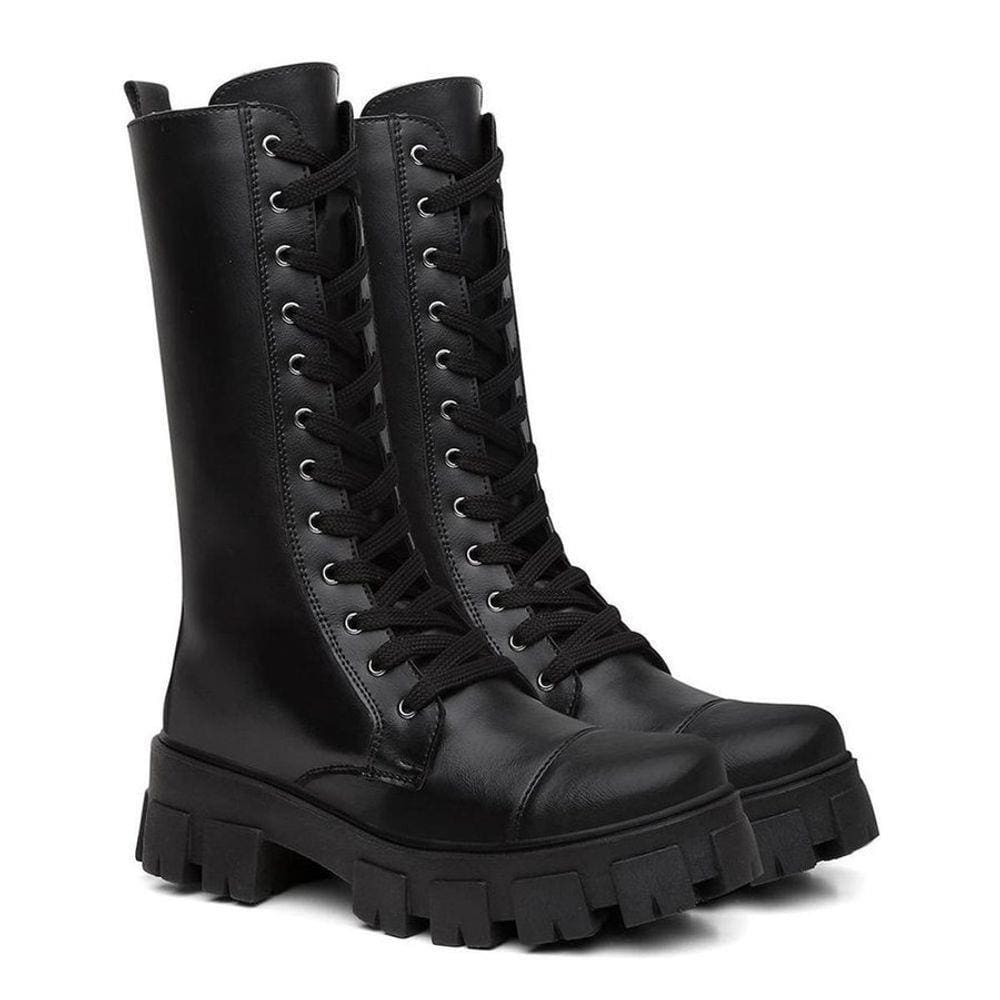 Bota Coturno Cano Longo Alto De Blogueiras