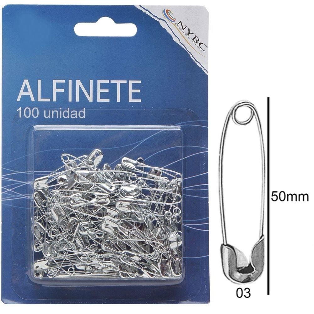 Alfinete Seguranca N.3 Prata C/100Unid. Nybc Pct.C/06