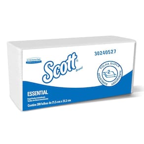 Papel Toalha Interfolhado 2 Dobras Folha Dupla 21,5x22,2cm Essential 200 Folhas 1 UN Scott