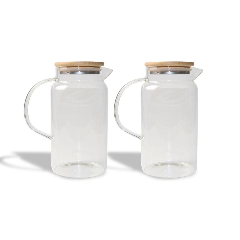 Kit Jarras De Vidro Com Tampa De Bambu 1,2L Oikos - 2 Peças