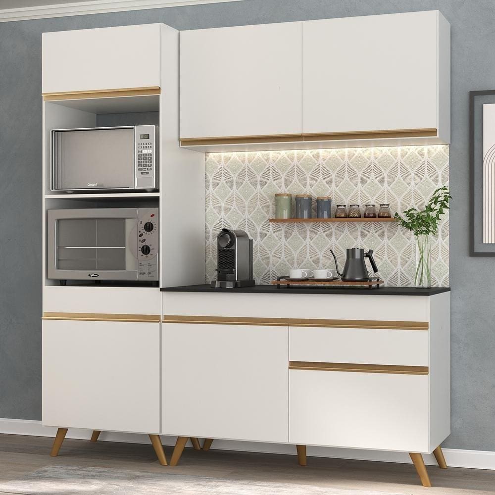 Cozinha Compacta 3 pç c/ Armário e Balcão MP3694 Veneza GW Multimóveis Branca