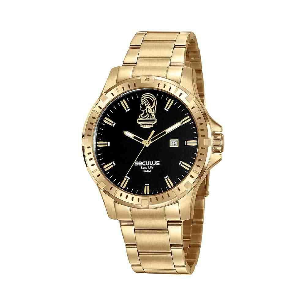 Kit Relógio Seculus Masc Dourado 44027Gpskda1k1