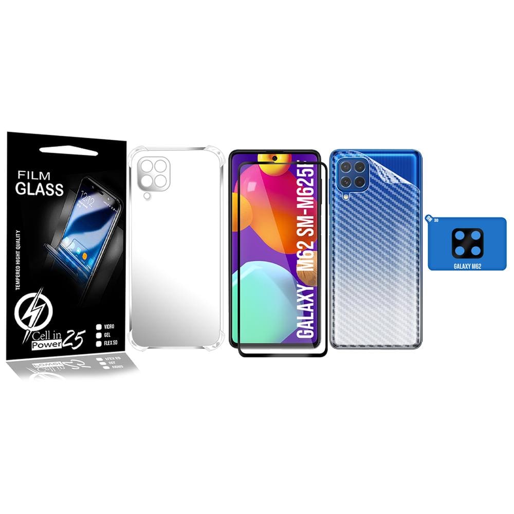Capa Capinha Galaxy M62 M625 6.7 + Pelicula 3d + Pel Camera + Carbono - Cell In Power25