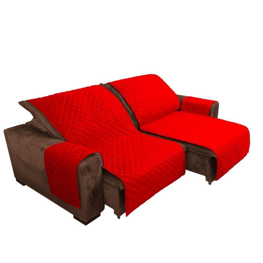 Protetor De Sofá Retratil Dois Lugares 1,80M Vermelho Sala