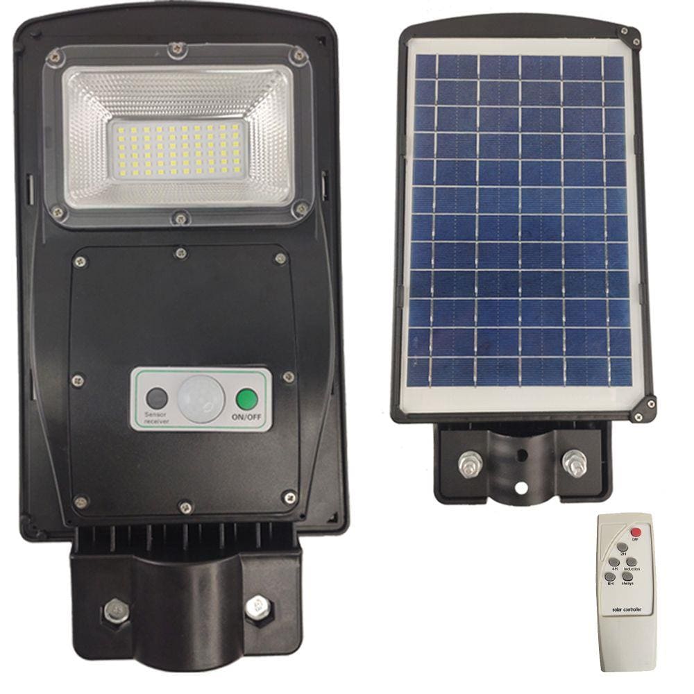 Luminaria Solar  60w Poste Led Controle e Sensor de Movimento Jardins Areas Externas Iluminaçao Rua