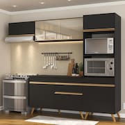 Cozinha Compacta 4 pç c/ Armário e Balcão MP3691 Veneza GB Preta